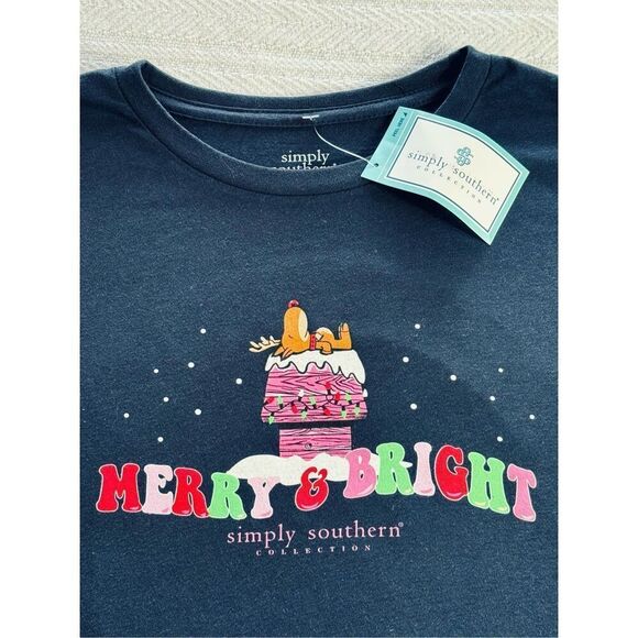 SIMPLY SOUTHERN WOMEN’S LARGE “STAY MERRY & BRIGHT”  Long Sleeve Tshirt - Picture 2 of 7